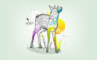 deer illustration, artwork, geometry, nature, colorful