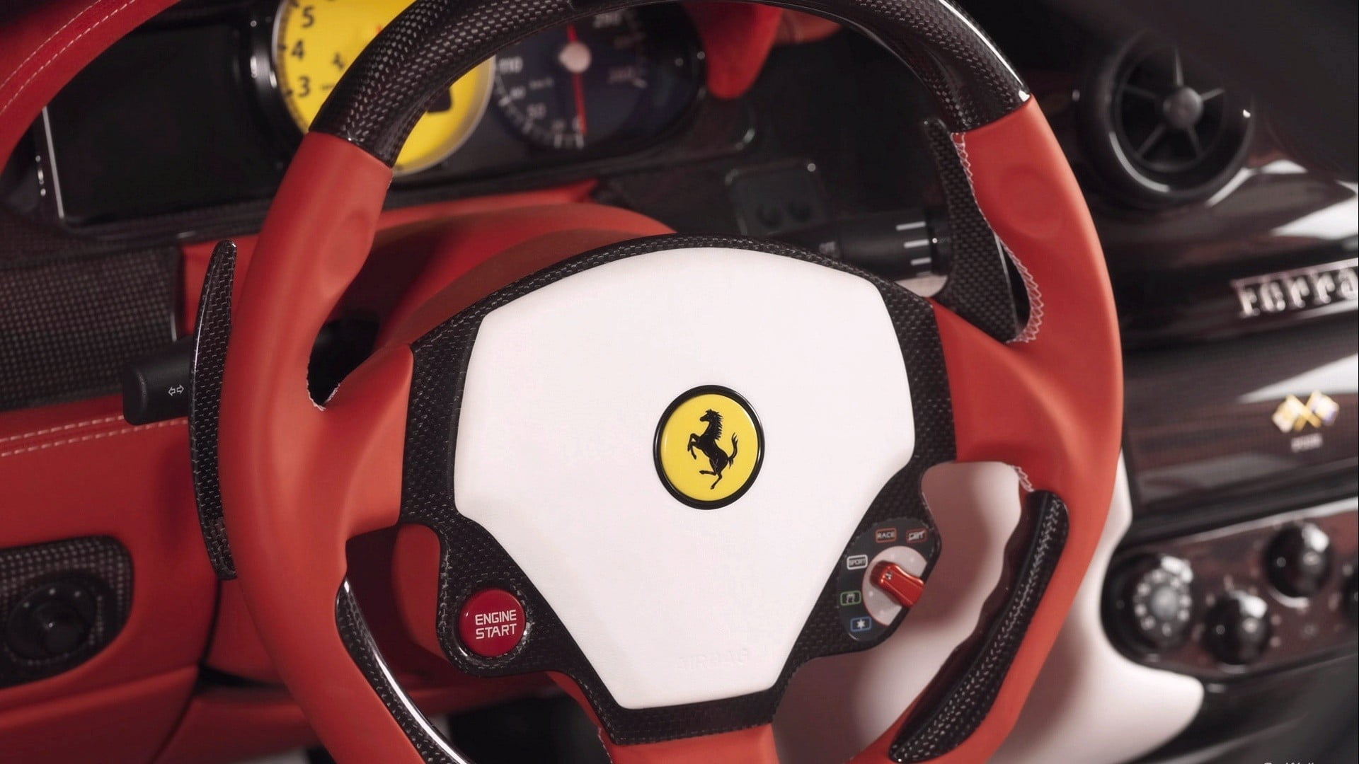 White And Red Porches Steering Wheel Ferrari Car Steering