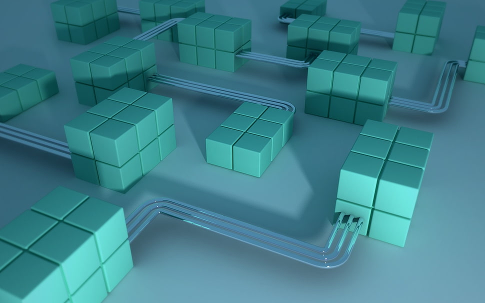 green and gray 3D electric circuit model HD wallpaper