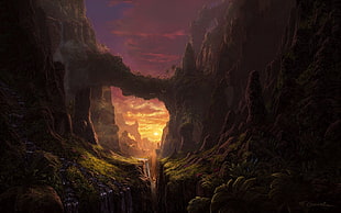 canyon digital wallpaper, fantasy art