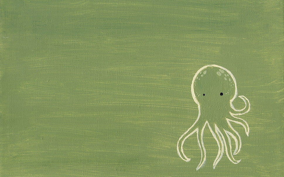 green octopus illustration HD wallpaper