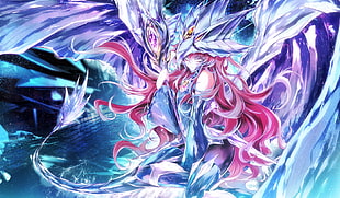 blue suited red haired woman anime character, anime, anime girls, artwork, Yu-Gi-Oh
