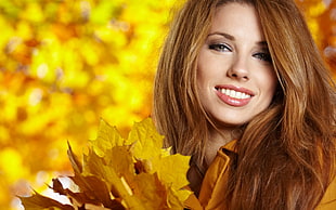 brown haired woman posing for picture HD wallpaper