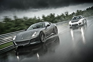 gray coupe, car, vehicle, road,  porsche 911 GT2