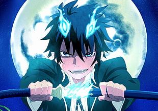 short black-haired male anime character holding katana wallpaper, Blue Exorcist, Okumura Rin, anime, anime boys HD wallpaper