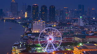 Ferris wheel, cityscape, ferris wheel, Thailand, coast HD wallpaper