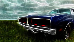 black Dodge Charger illustration, car, Dodge, charger, sky HD wallpaper