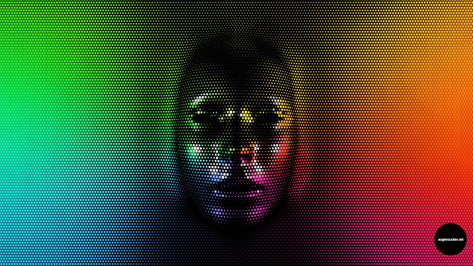 pixels, colorful, face, digital art HD wallpaper