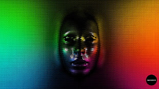 pixels, colorful, face, digital art