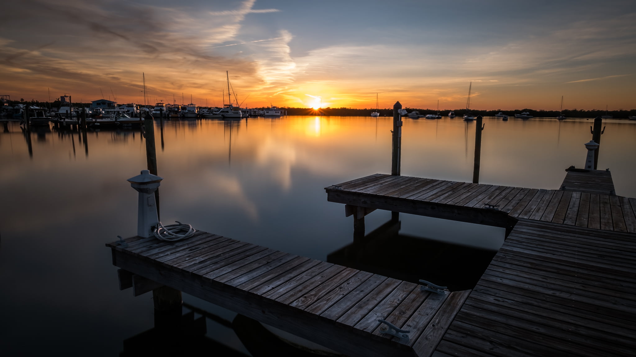 fishing boat dock during sunset, florida