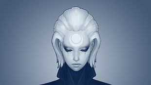 white haired female character illustration