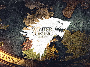 Winter is Coming Stark logo, Game of Thrones, wolf, world map HD wallpaper
