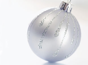 white and silver bauble