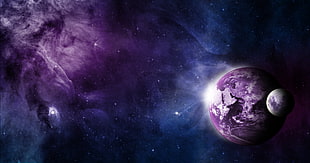 purple and gray planet illustration HD wallpaper