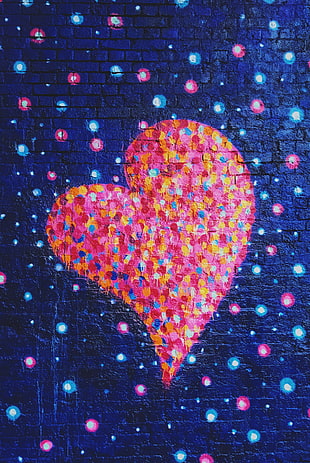 pink and yellow heart paint HD wallpaper