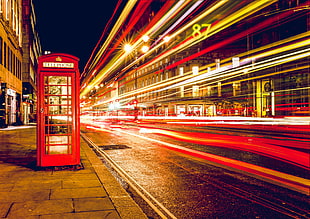 timelapse photo of red telephone booth HD wallpaper