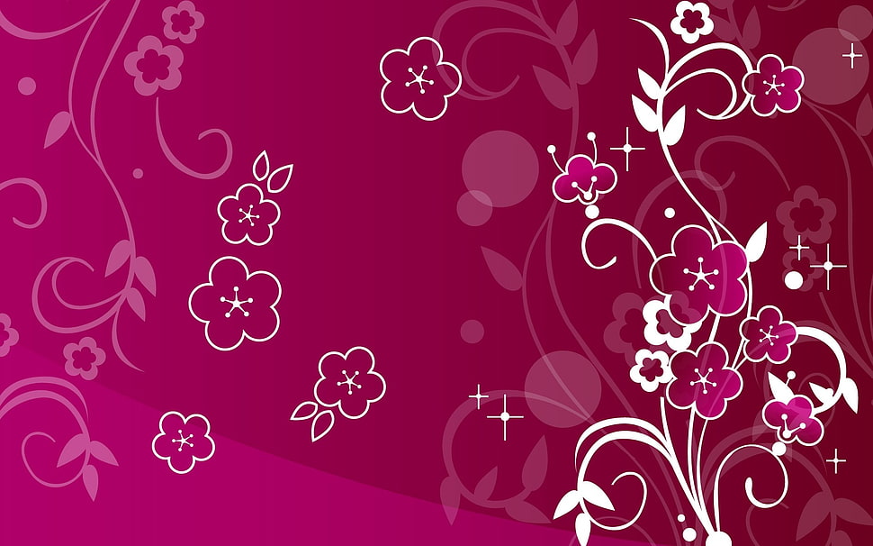 red and white floral illustration HD wallpaper