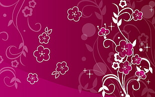 red and white floral illustration