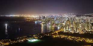 City Skyline photo during night time, hawaii HD wallpaper