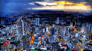skyscraper illustration, cityscape, Kuala Lumpur, Malaysia