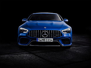 blue Mercedes-Benz car, Mercedes-AMG GT 63 S 4MATIC+ 4-Door Coupe, Geneva Motor Show, 2018 HD wallpaper