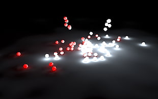 white and red light beads, abstract, artwork