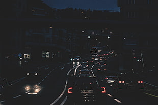 busy road with vehicles during nighttime HD wallpaper