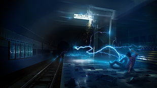 game application wallpaper, artwork, electricity, concept art, subway