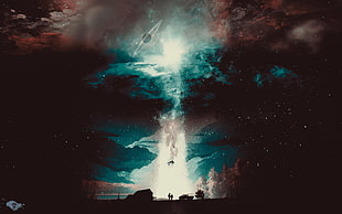 galaxy, clouds, space art HD wallpaper
