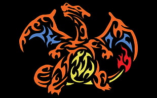 red and blue dragon illustration, Pokémon, Charizard
