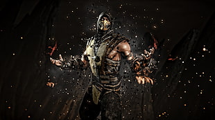 Scorpion mortal kombat digital wallpaper, Mortal Kombat, scorpion, video games, digital art