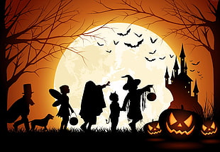 silhouette photography of Halloween themed decor