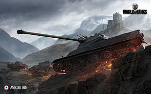 World of Tanks poster, World of Tanks, tank, AMX 50 100, wargaming HD wallpaper