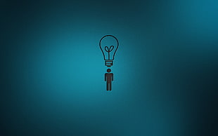 light bulb illustration, minimalism, light bulb, artwork, blue background