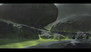 gray and black dune buggy, metalanguage, artwork, digital art, science fiction HD wallpaper
