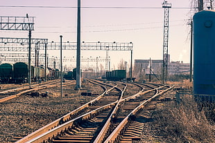 brown train rails, railway, Russia HD wallpaper
