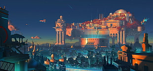 brown mosque, fantasy art, science fiction, digital art, Rome