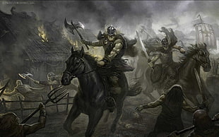 black horse, Vikings HD wallpaper