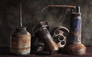 gray and black bolt and nut, tools, vintage, metal, rust HD wallpaper