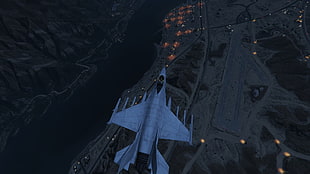 gray jet plane illustration, Grand Theft Auto V, Grand Theft Auto V Online, Rockstar Games, screen shot HD wallpaper