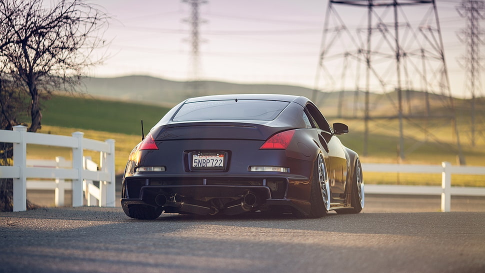 black coupe, car, Nissan 350Z, tuning, JDM HD wallpaper