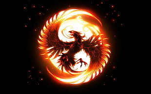phoenix digital wallpaper, phoenix, Vonikk, simple background