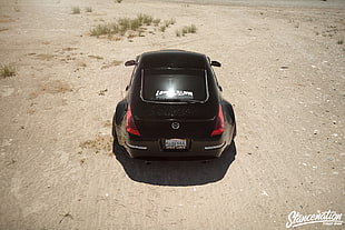black Nissan coupe, Nissan, Nissan 350Z, Stance, Stanceworks HD wallpaper