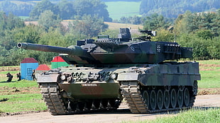 green personnel carrier tank, tank, military, Leopard 2, vehicle