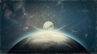 earth poster, space, Earth, Sun, Destiny (video game)