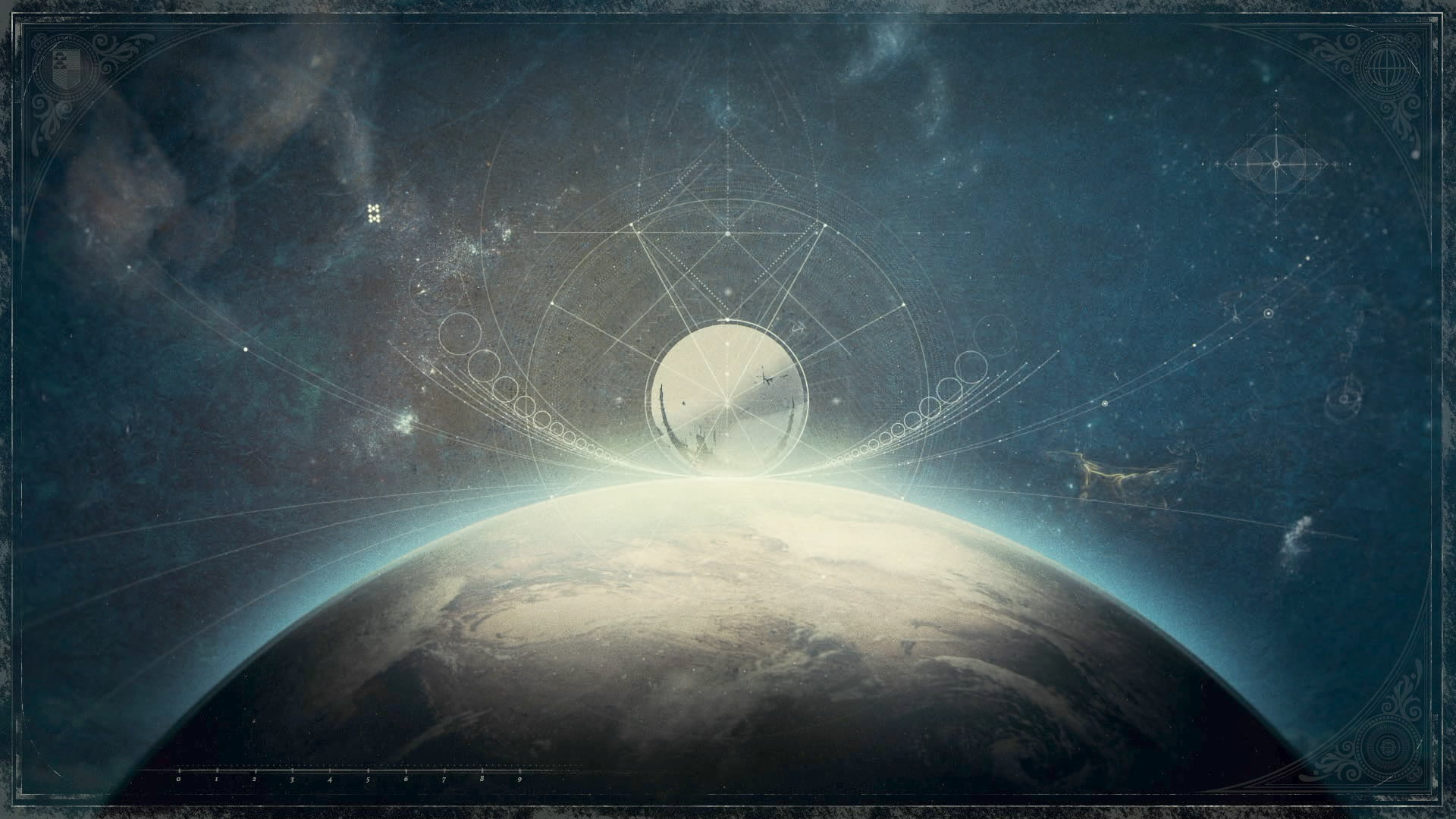 earth poster, space, Earth, Sun, Destiny (video game)
