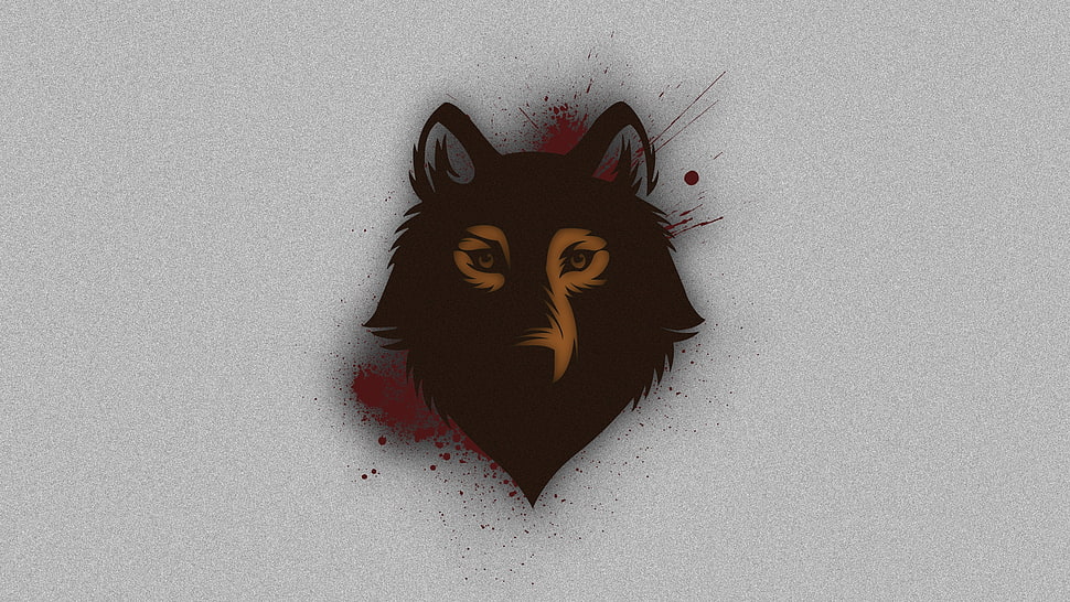 black and orange wolf illustration HD wallpaper