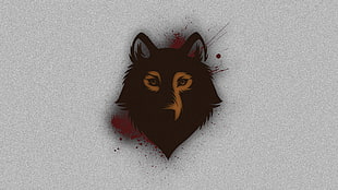 black and orange wolf illustration HD wallpaper