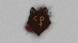 black and orange wolf illustration