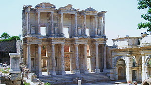 gray concrete ruin, ruins, Ephesus, Library of Celsus